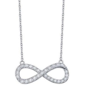 Sterling Silver Infinity Simulated Diamond Pendant with 18" Chain