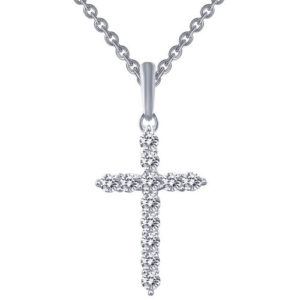 Lafonn Sterling Silver Simulated Diamond Cross Pendant with 18" Chain