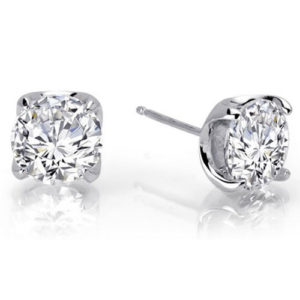 Sterling Silver 6mm Simulated Diamond Earrings