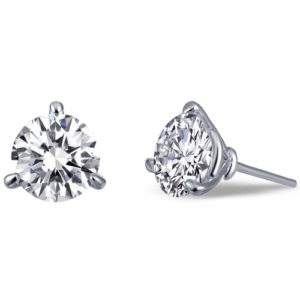 Sterling Silver 6.5mm Simulated Diamond Earrings