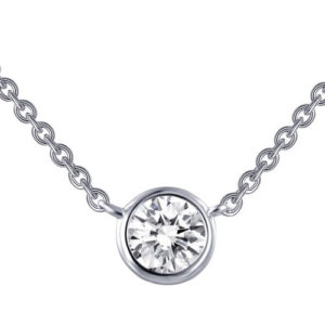 Sterling Silver Simulated Diamond Pendant with 18" Chain