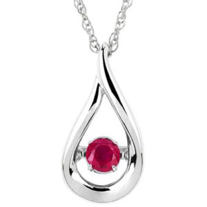 Sterling Silver Rhythm of Love Ruby Pendant with 18" Chain