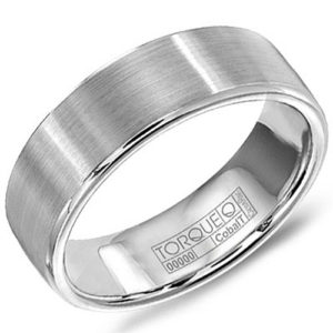 7mm White Cobalt Brushed Wedding Band