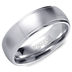 7mm White Cobalt Brushed Wedding Band