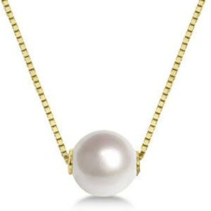 14K Yellow Gold Akoya Pearl Pendant with 18" Chain