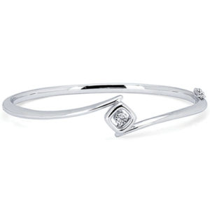 Sterling Silver Rhythm of Love .05ct Diamond Bangle Bracelet