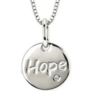 Sterling Silver Diamond Hope Pendant 18" with Chain