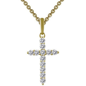 Lafonn Gold Plated Sterling Silver Simulated Diamond Cross Pendant