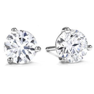 14K White Gold Diamond Solitaire Earrings 1/2 ct tw Ideal Cut G-SI2