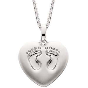 Mommy Chic Sterling Silver Footprint Heart Pendant with 18" Chain