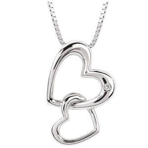 Sterling Silver Diamond Heart Pendant with 18" Chain