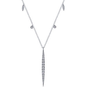 Gabriel 14K White Gold 1/2 ct tw Diamond Necklace 17" Chain Attached