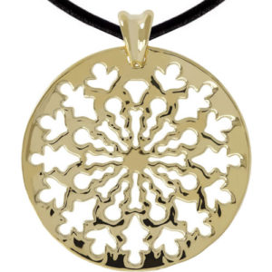 14K Yellow Gold Resin Filled Mosaic Disk Pendant, with 18" Cord
