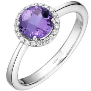 Sterling Silver Amethyst & Simulated Diamond Ring