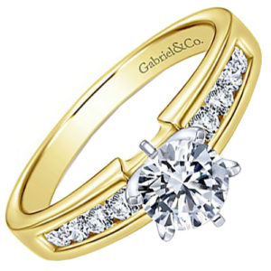 14K Yellow Gold 3/8 ct tw Engagement Ring Mounting Only