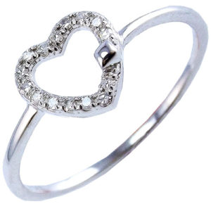 14K White Gold 1/10 ct tw Diamond Heart Ring