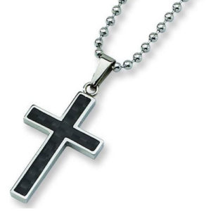 Stainless Steel Carbon Fiber Cross, with 22" Chain
