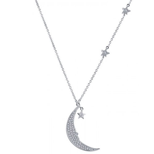 Lafonn Moon & Star Necklace - Pughsdiamonds.com