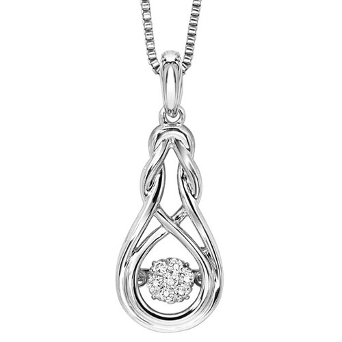Sterling Silver Rhythm of Love Diamond Pendant with 18" Chain