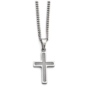 Stainless Steel Carbon Fiber Cross, with 20" Chain