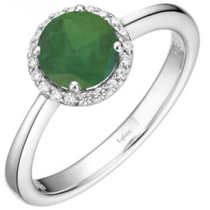 Sterling Silver Simulated Emerald & Simulated Diamond Ring