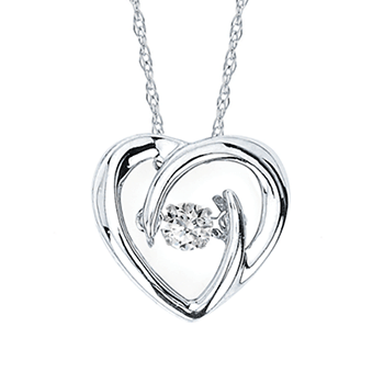 Sterling Silver Rhythm of Love .05 Carat Total Weight Pendant with 18" Woven Rope Necklace