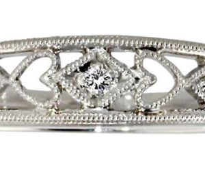 10k White Gold Milgrain Diamond Ring