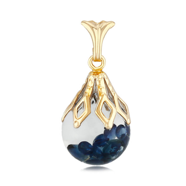 14k Yellow Gold Floating Sapphire Pendant with 18" Chain