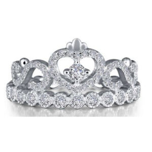 Sterling Silver Simulated Diamond EHeart Crown Ring Sz 7