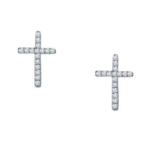 Sterling Silver Simulated Diamond Cross Stud Earrings