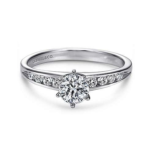 Gabriel & Co. 14k White Gold .40 cttw Diamond Tapered Channel Set Ring ...