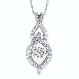 14k White Gold Rhythm of Love .51 ct tw Diamond Pendant Necklace