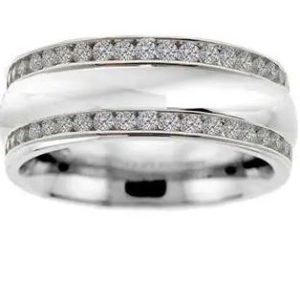 14k White Gold .50 ct tw Diamond Double Row Channel Diamond Band