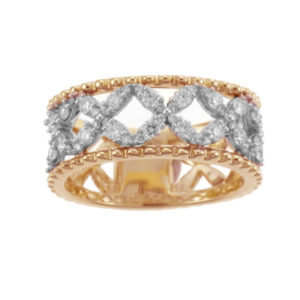 14k Rose/White Gold .50 ct tw "X" Design Diamond Band