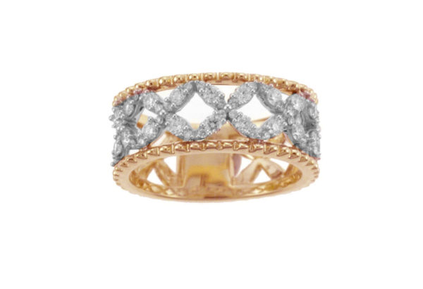 14k Rose/White Gold .50 ct tw "X" Design Diamond Band