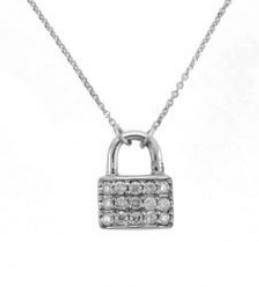 Diamond Lock Necklace in 14K White Gold (18 in)