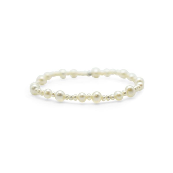 Stia Sterling Silver Classy & Comfortable Silver Stretch - Champagne Bubbles Pearl