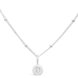 Stia Sterling Silver Love Letters - Mini Disk Letter Necklace D