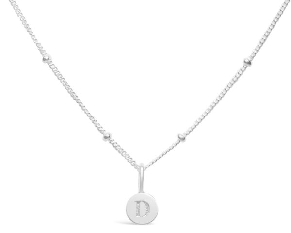 Stia Sterling Silver Love Letters - Mini Disk Letter Necklace D