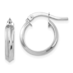 14k White Gold 3mm High Polished Tiny Hoops