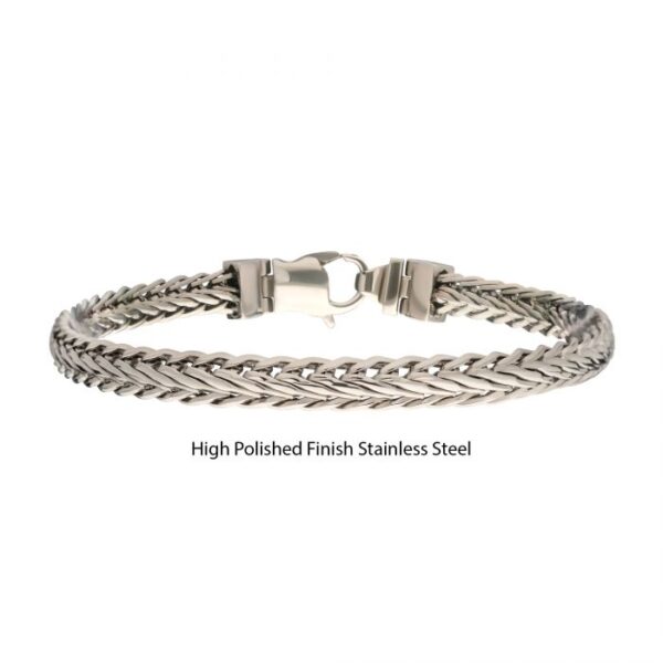 INOX High Polish Finish Stainless Steel Double Diamond Cut Spiga Chain Bracelet