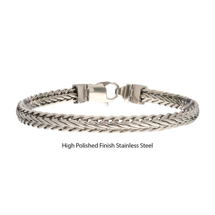 INOX High Polish Finish Stainless Steel Double Diamond Cut Spiga Chain  Bracelet