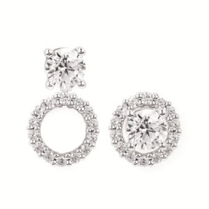 Ostbye 3/8 Ctw. Round Halo Convertible Earring Jackets In 14K White Gold