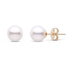 14k Yellow Gold 8mm "A" Akoya Pearl Stud Earrings