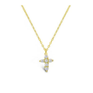 Stia Girl - 14k Yellow Gold Plated Sterling Silver "Forever Faith" Cross Pendant Necklace