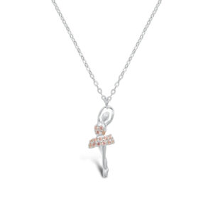 Stia Girl - Beautiful Rhodium Plated Sterling Silver Ballerina Pendant Necklace