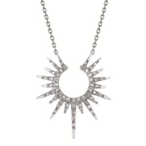 SS .06 CTTW DIAMOND SUN BURST NECKLACE