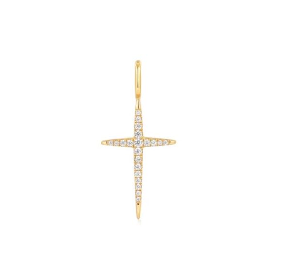 Ania Haie Sterling Silver Gold Plated CZ Cross Charm