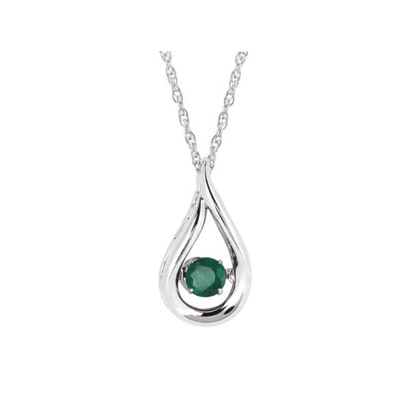 Ostbye Sterling Silver Teardrop Floating Emerald Pendant