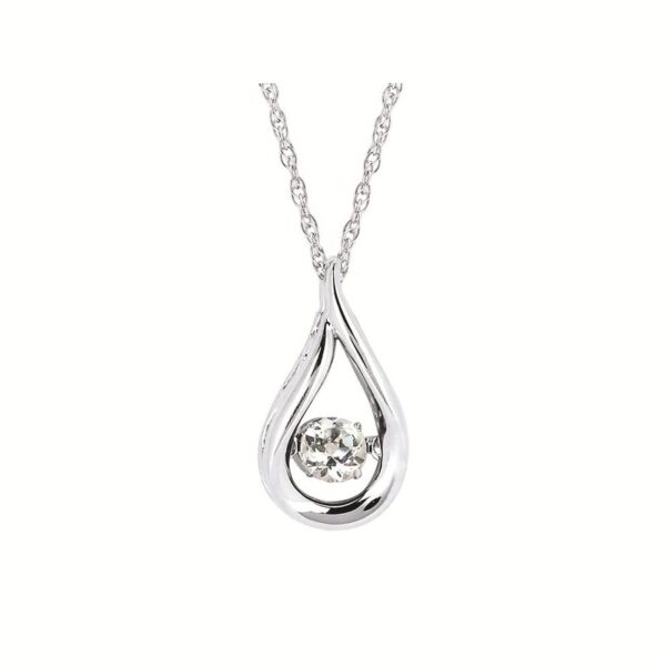 Ostbye Sterling Silver Teardrop Floating White Sapphire Pendant